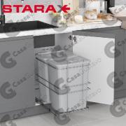 PORTARESIDUOS RECTANGULAR 2 X 35LT STARAX GRIS 935