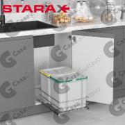 PORTARESIDUOS RECTANGULAR 2 X 16LT STARAX GRIS 935